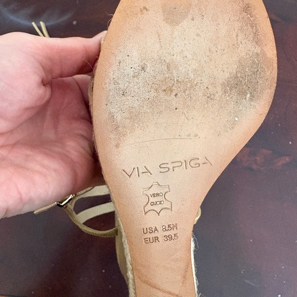 Via Spiga Nude Leather Espadrille Wedge Sandals 8.5 - Picture 7 of 8